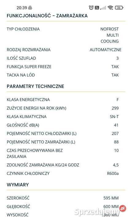 Prawie nowa lodówka na Kernau KFRC 181611 NF W Klucze