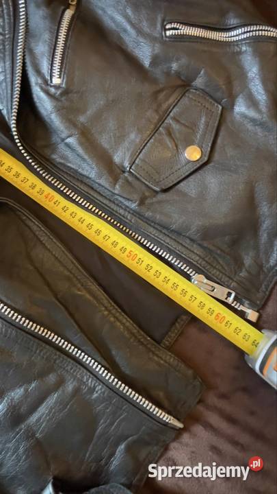 Damska Czarna Skórzana Ramoneska XL Prawdziwa Kurtki i płaszcze Poznań