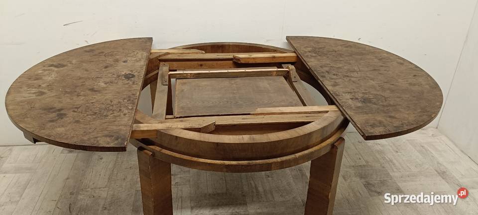 art deco stół fornir orzech okrągły rozkładany Stoły Radomsko
