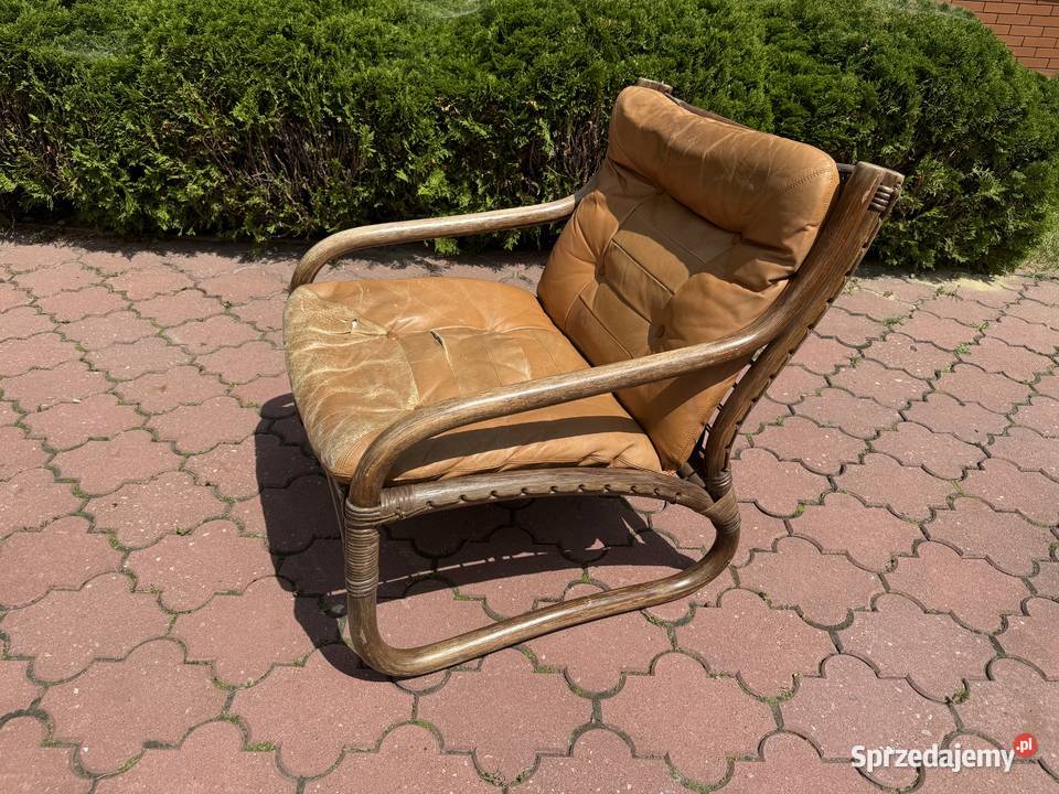 Fotel rattanowy ze skóry do renowacji krzesło Sulbiny