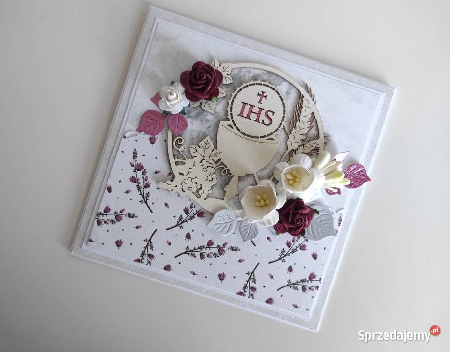 Kartka ręcznie robiona Komunia Święta z Łódź