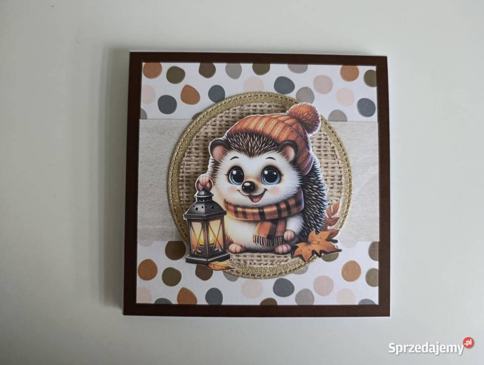 Kartka ręcznie robiona na urodziny jeżyk Łódź
