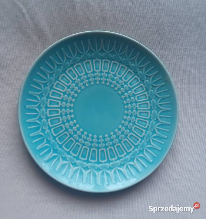 Turkusowy talerzyk porcelit Pruszków wzór Porcelana i szkło