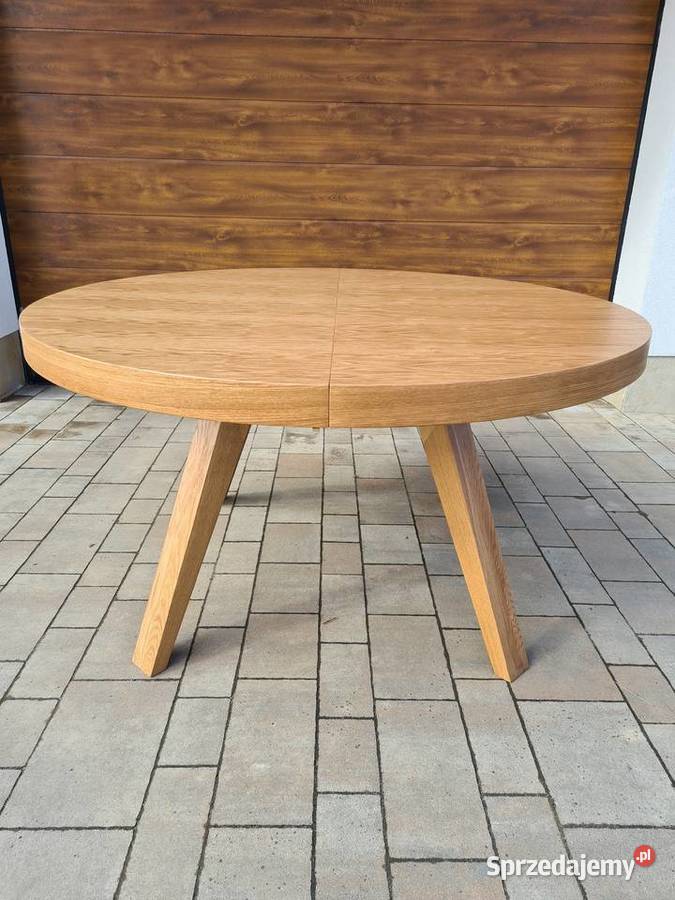 stół okrągły dębowy 140 4 wkładki DOSTĘPNY RĘKI 75cm Krosno