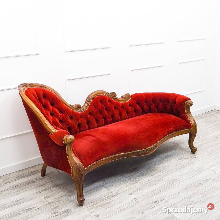 Bordowy SZEZLONG LUDWIK stylowa SOFA 186cm Kalisz