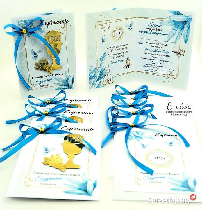 I Komunia Św ZAPROSZENIA TURKUSOWE I OZDOBIONĄ lubuskie