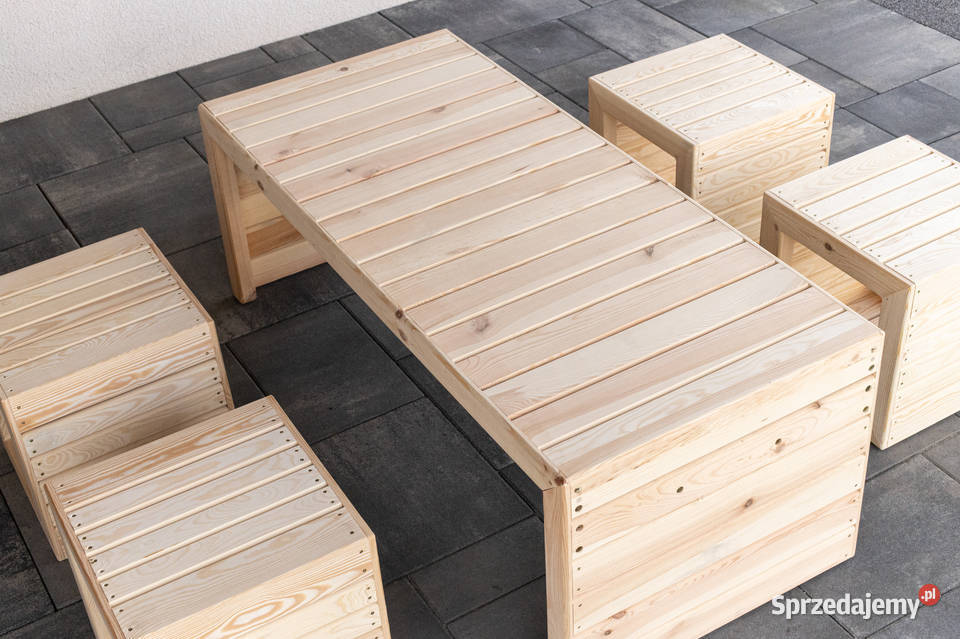 Meble ogrodowe drewniane tarasowe nieskładane Kalety