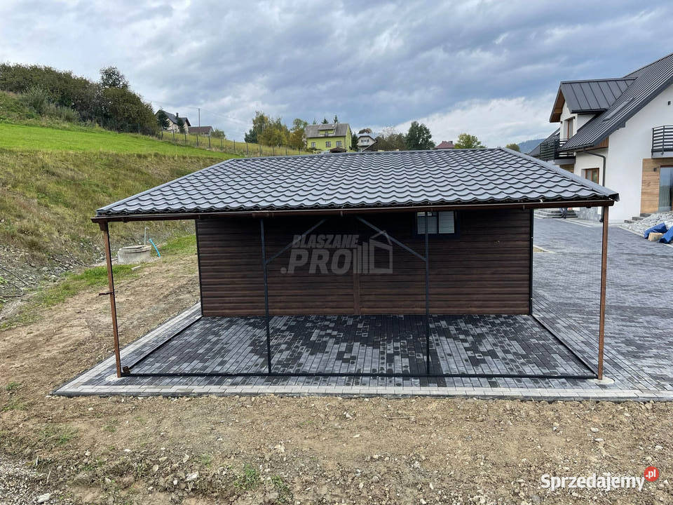 Garaz blaszany 6x6 2x wiata 3x6 2x Brama uchylna Sprzedaż kujawsko-pomorskie Włocławek