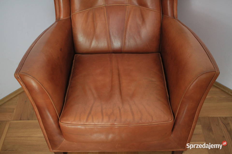 Piękny fotel klasyczny i elegancki brązowa SKÓRA sprzedam