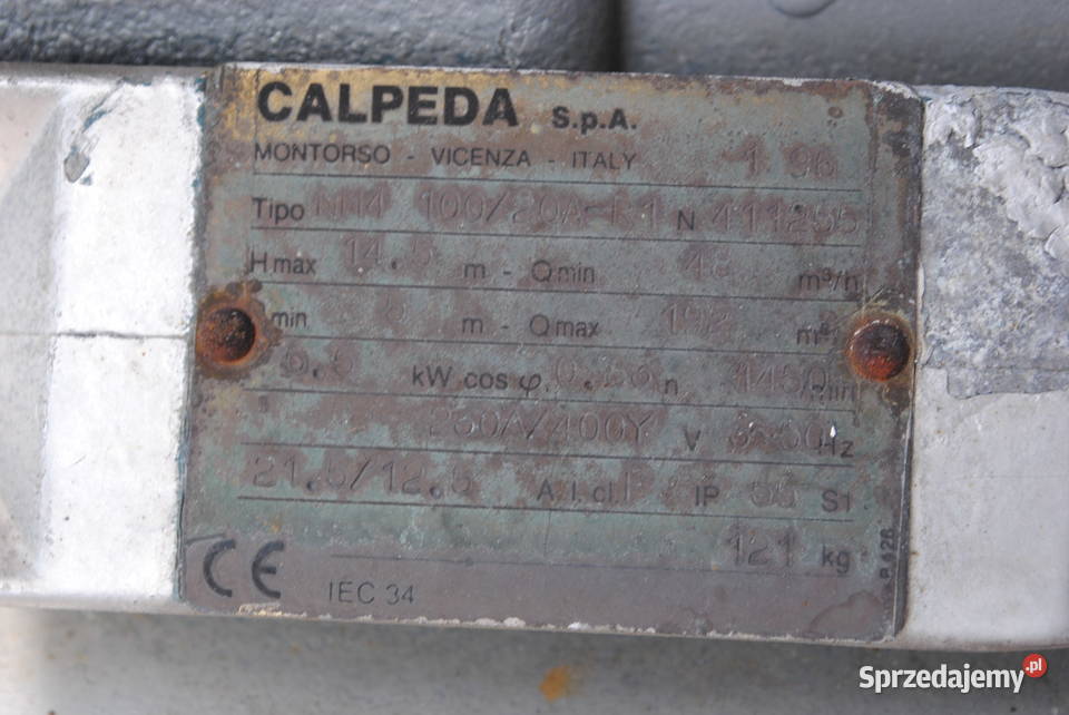 Pompa do wody z silnikiem 55kw Typ NM410020AR1 Kargowa sprzedam