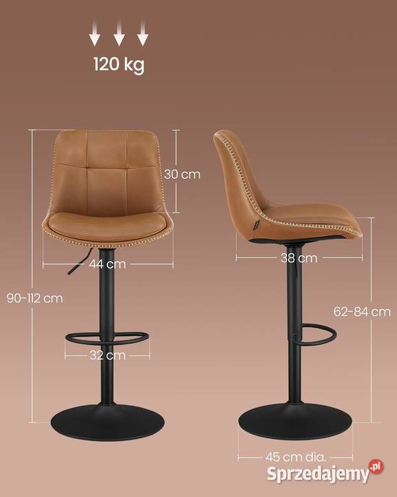 Hokery zestaw 2 karmelowoczarne 44cm