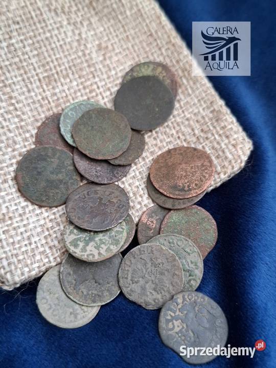 Sakiewka oryginalnych polskich szelągów z XVII w