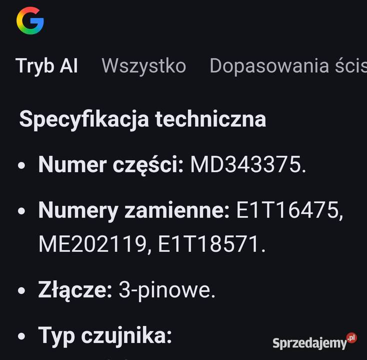 czujnik MAP SENSOR Mitsubishi MD343375 E1T16475 Wołomin