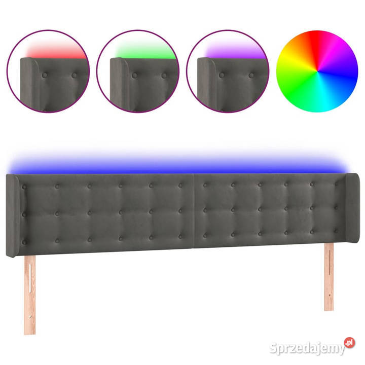 Zagłówek do łóżka z LED ciemnoszary 183x16x7888 Ramy i stelaże Warszawa