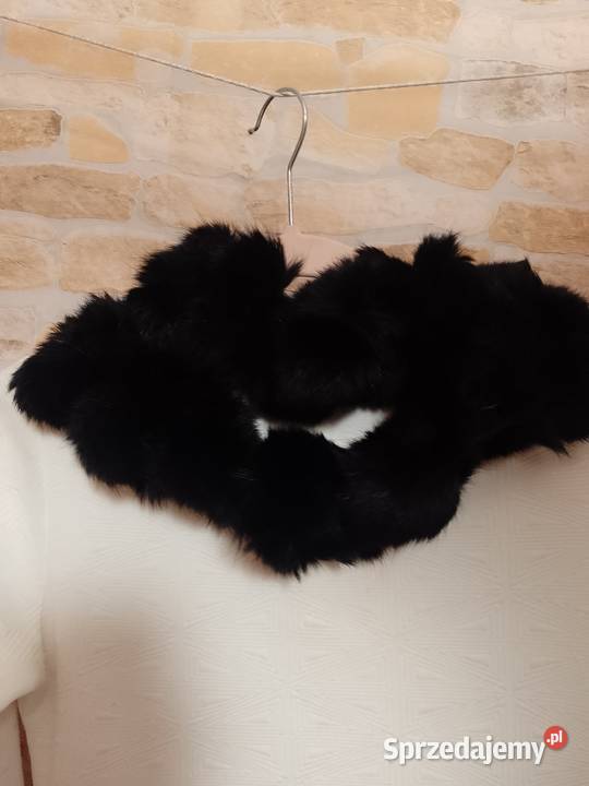 Czarny futrzany szal futrzana Etola futro z małopolskie Kraków