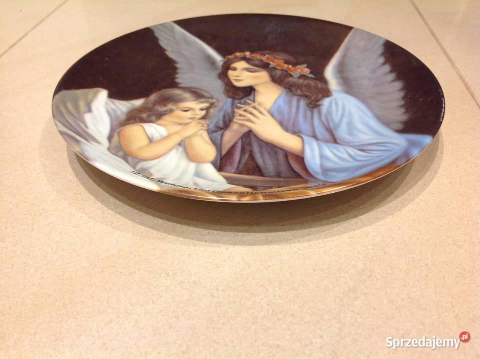 Stary Talerz Porcelanowy Anioł modlący się z Nowa Sól