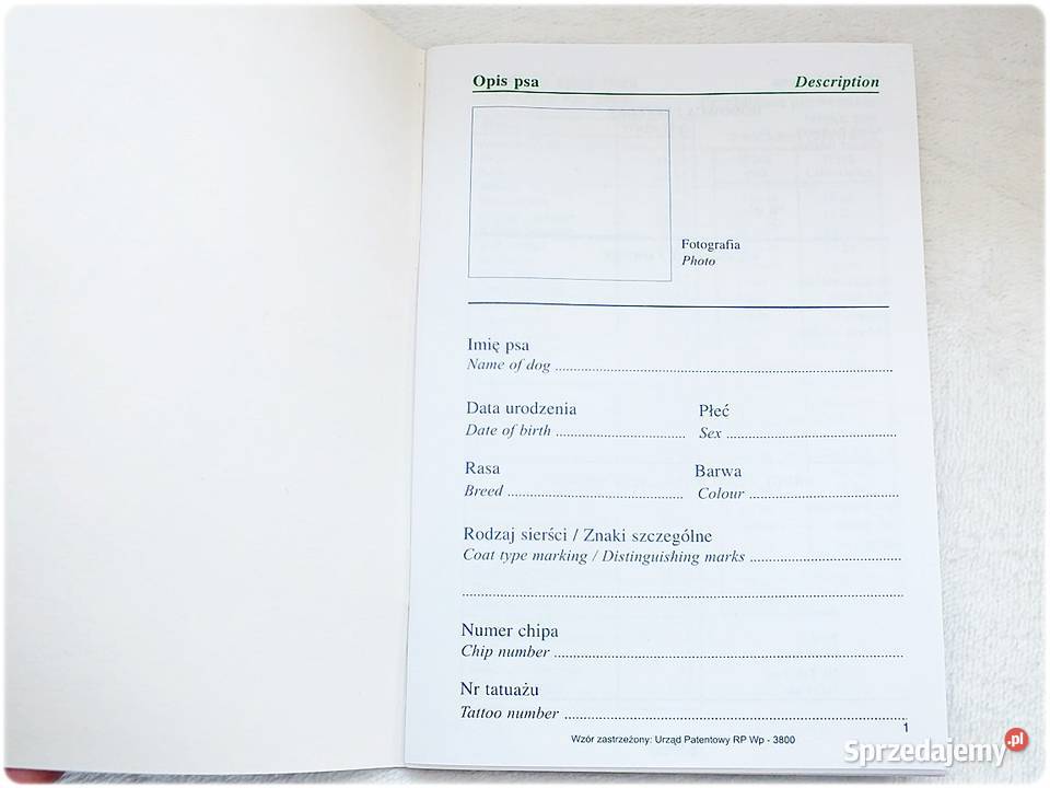 Książeczka Zdrowia Psa małej rasy mix ras Nowa Lubsko
