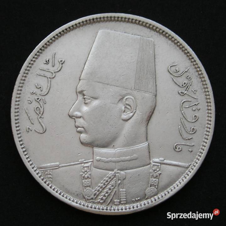 EGIPT 10 PIASTR 1937 KRÓL FARUK SREBRO