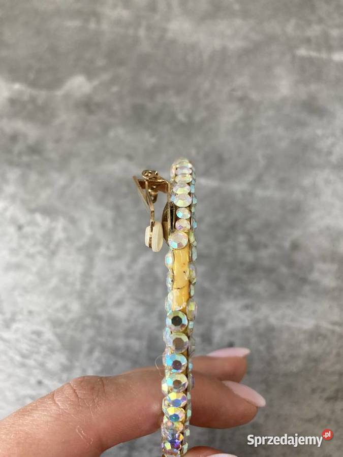 Nowe błyszczące unikatowe klipsy vintage USA Kolczyki Nisko