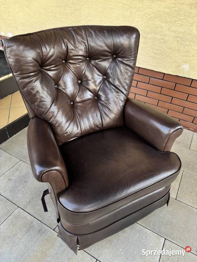 Fotel relaks skórzany bujany rozkładany pod nogi Garwolin sprzedam