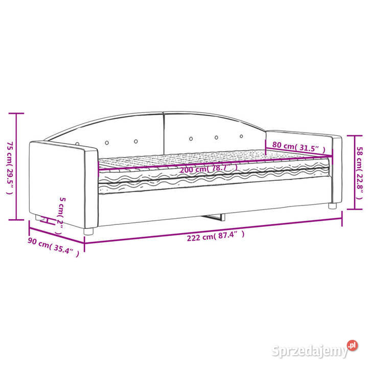 Sofa z materacem do spania różowa aksamit 80x200 Warszawa