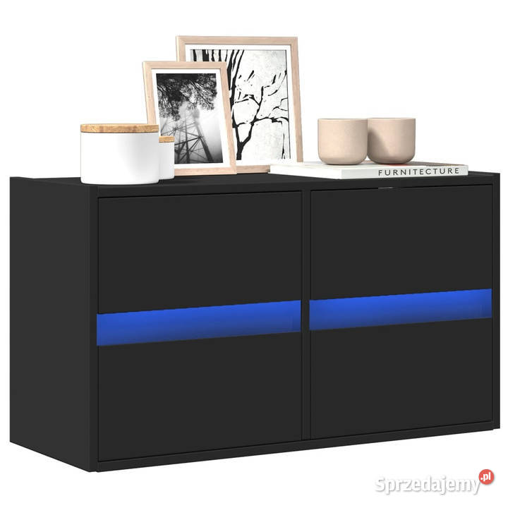 Ścienna szafka TV z LED czarna 80x31x45 WM852286 Warszawa
