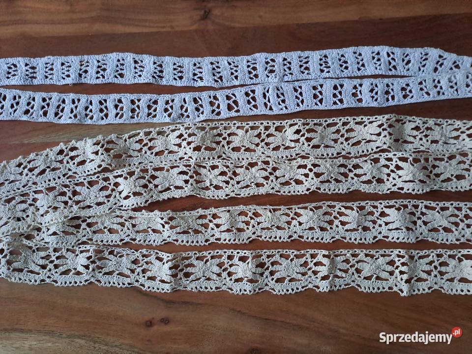 PRL Tasiemka Wstążka Haftowana koronka Warszawa