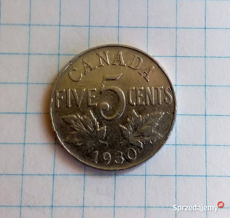 5 CENTÓW FIVE CENTS 1930 KANADA Numizmatyka Piszczac