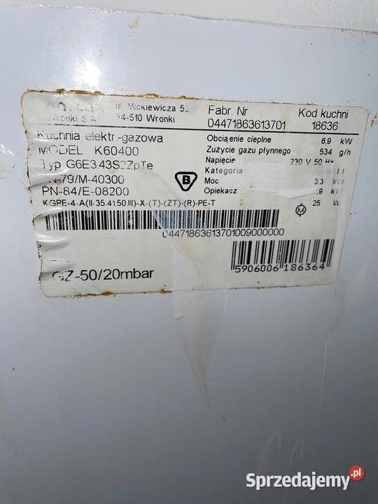 Kuchenka gazowa Amica wolnostojące