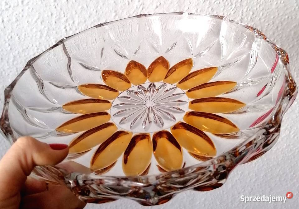 Kryształowa lazurowana patera z Zawiercia śląskie Sosnowiec sprzedam