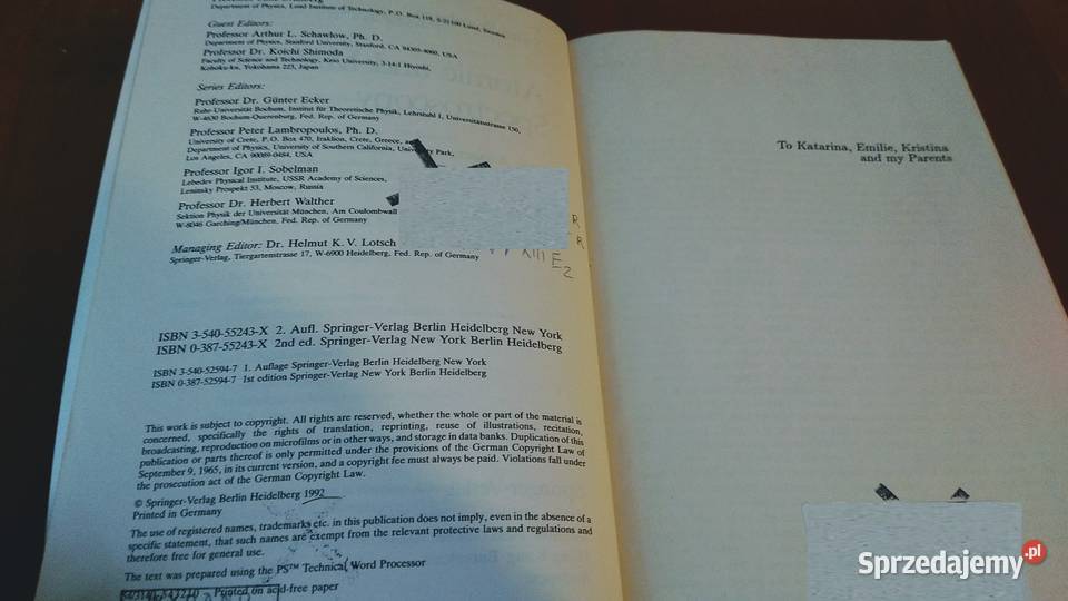 Atomic and molecular spectroscopy basic aspects Książki naukowe i popularnonaukowe pomorskie Gdańsk