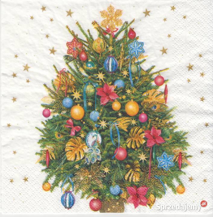 Dekupaż serwetki Mikołaj Boże Narodzenia Choinka Rękodzieło Skarżysko-Kamienna