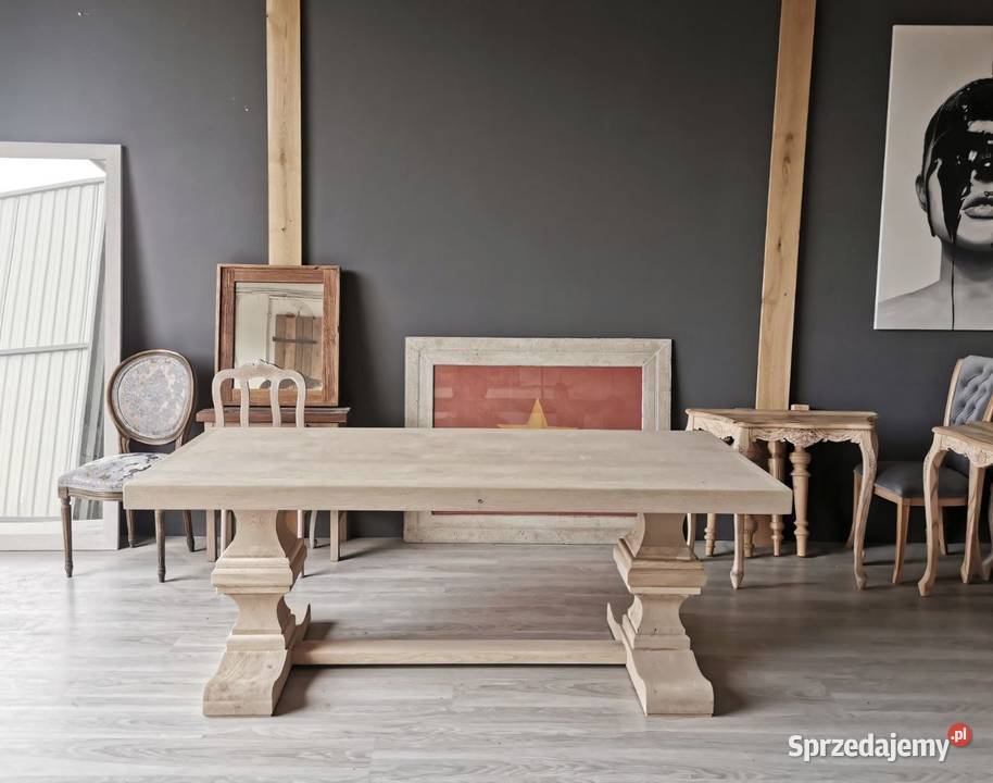 Stół dębowy na dwóch masywnych nogach 78cm Łódź sprzedam