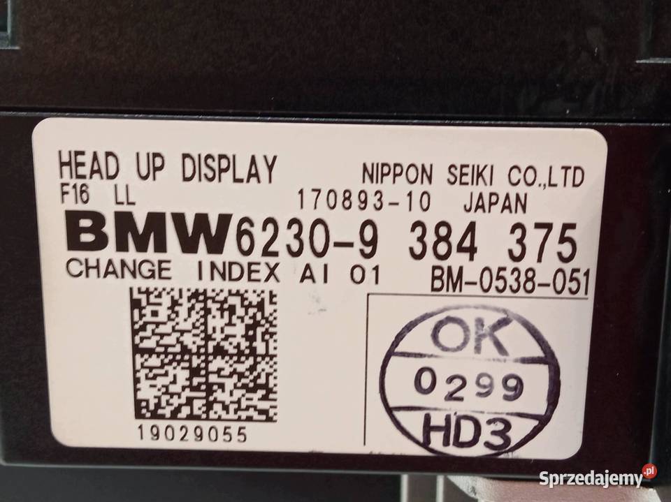 WYŚWIETLACZ HEAD UP ŁĄDNY 9384375 Bmw X6 II Rok produkcji 2019 Liczniki i zegary
