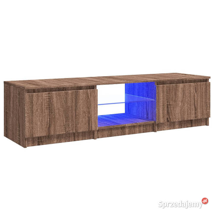 Szafka pod TV z LED brązowy dąb 140 x 40 x 355 Warszawa
