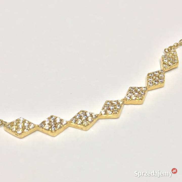 Złoty ŁAŃCUSZEK naszyjnik 18K KAMIENIE 46 cud złote mazowieckie Warszawa sprzedam