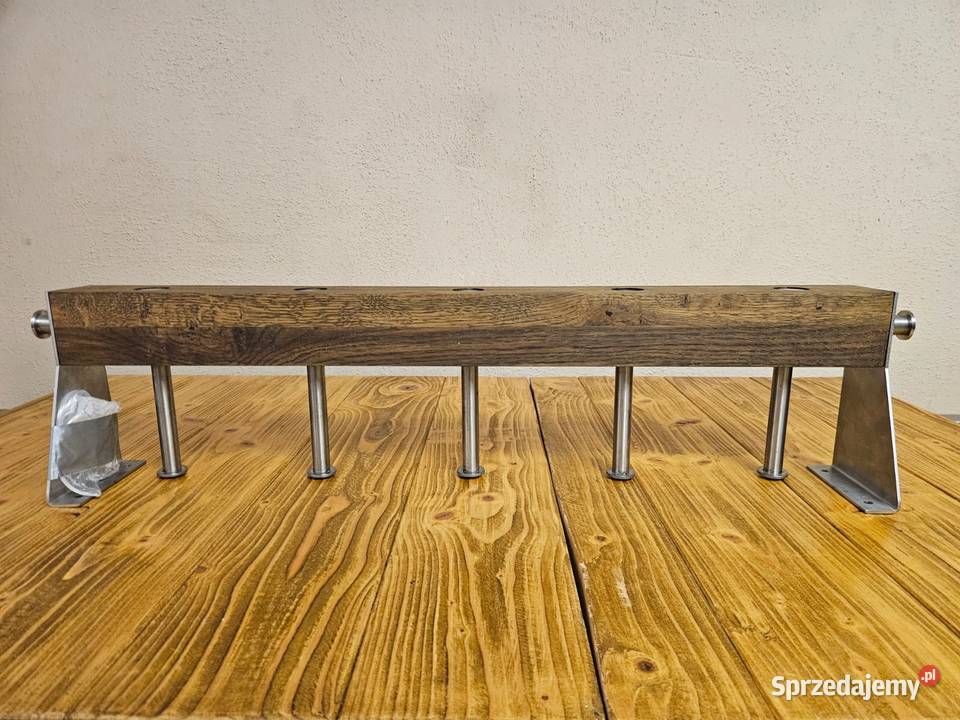 Dębowy wieszak ścienny WYSYWANE HACZYKI tulejki Pszczyna