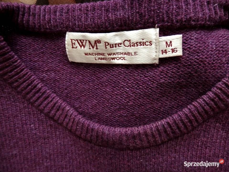 Sweter Pure Wool Wełniany Wrzosowy Lawendowy podlaskie