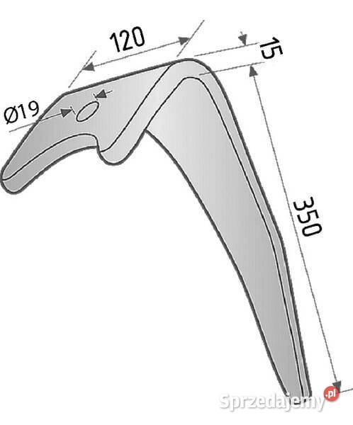 Ząb brony aktywnej lewy L330 mm pasujący do