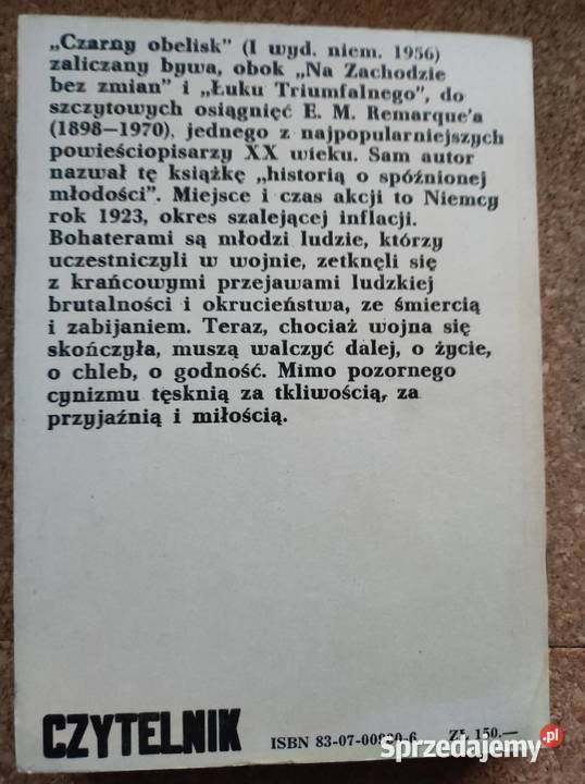 Czarny Obelisk Erich Maria Remarque sprzedam