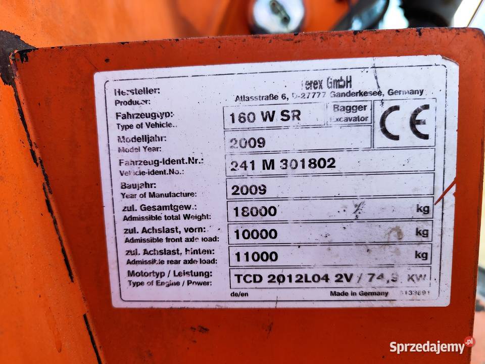 Koparka Terex TW160 śląskie Osiny
