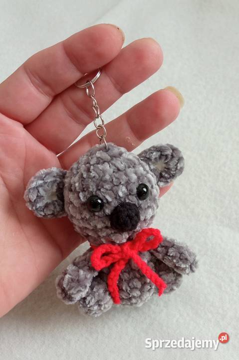 Miś koala wykonany na szydełku brelok zawieszka Łask