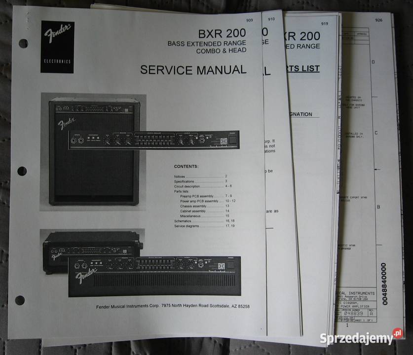 Fender BXR 200 Service Manual instrukcja pomorskie Kępice
