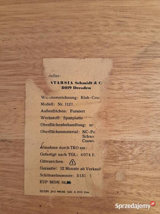Ława drewniana fornirowana PRL vintage Olkusz
