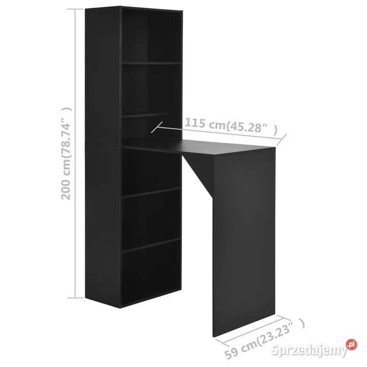 Stolik barowy z szafką czarny 115 x 59 x 200 mazowieckie Warszawa