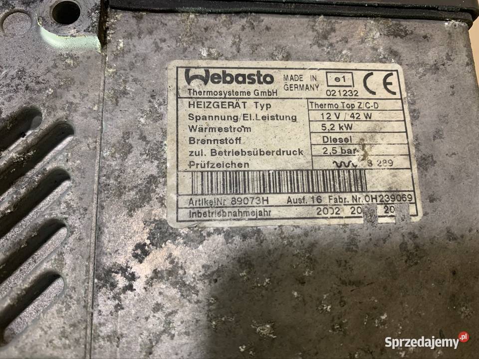 89073H webasto thermo top ZCD volkswagen Szczecin