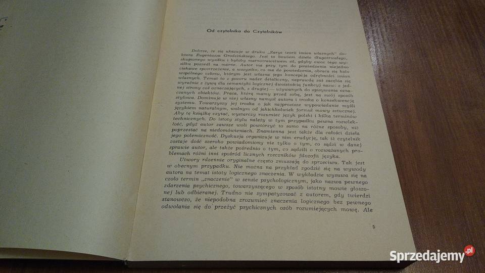 Zarys ogólnej teorii imion własnych Eugeniusz sprzedam