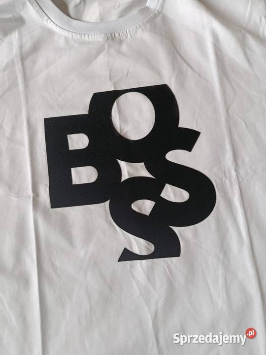 Tshirt męski Hugo Boss nowoczesny design grubsza biały Białystok