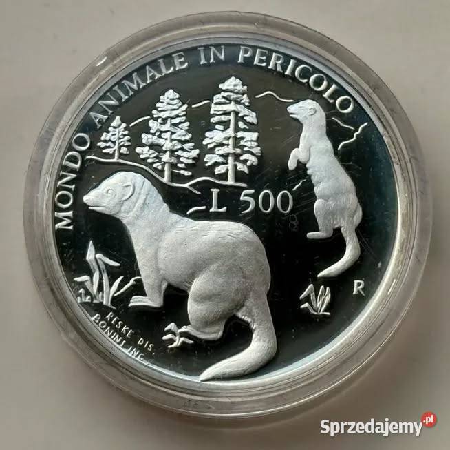 San Marino 500 lirów 1993 SILVER tchórz Warszawa