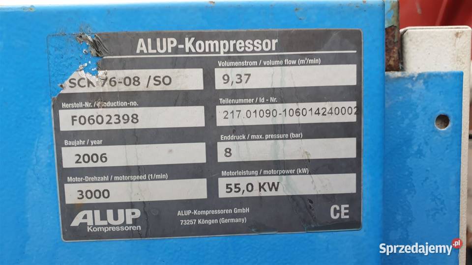 Sprężarka ALUP SCK7608 55KW S005547 Kompresory Wilków
